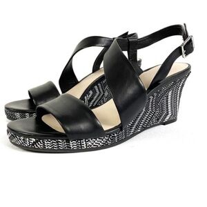 Cole Haan Ravenna Wedge Black and White Wedge Sandals